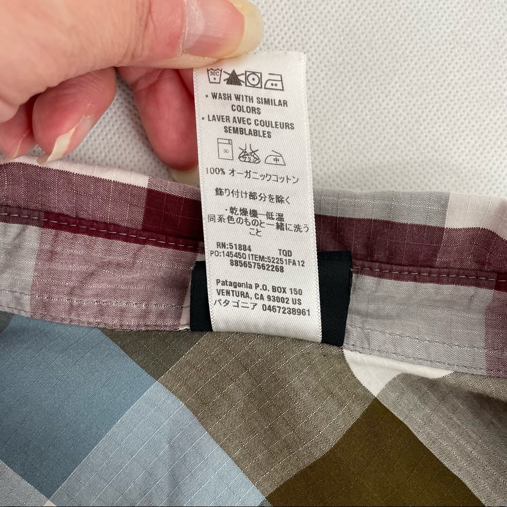 Patagonia Men’s Red and Gray Plaid Button-Down Shirt - Picture 4 of 11